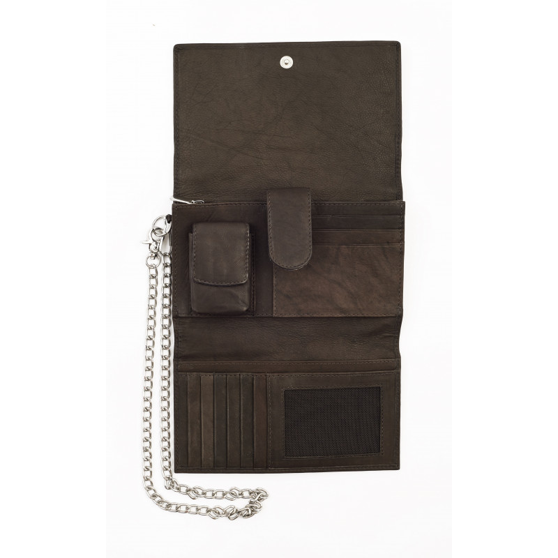 Zippo Leather Biker Wallet Mocha